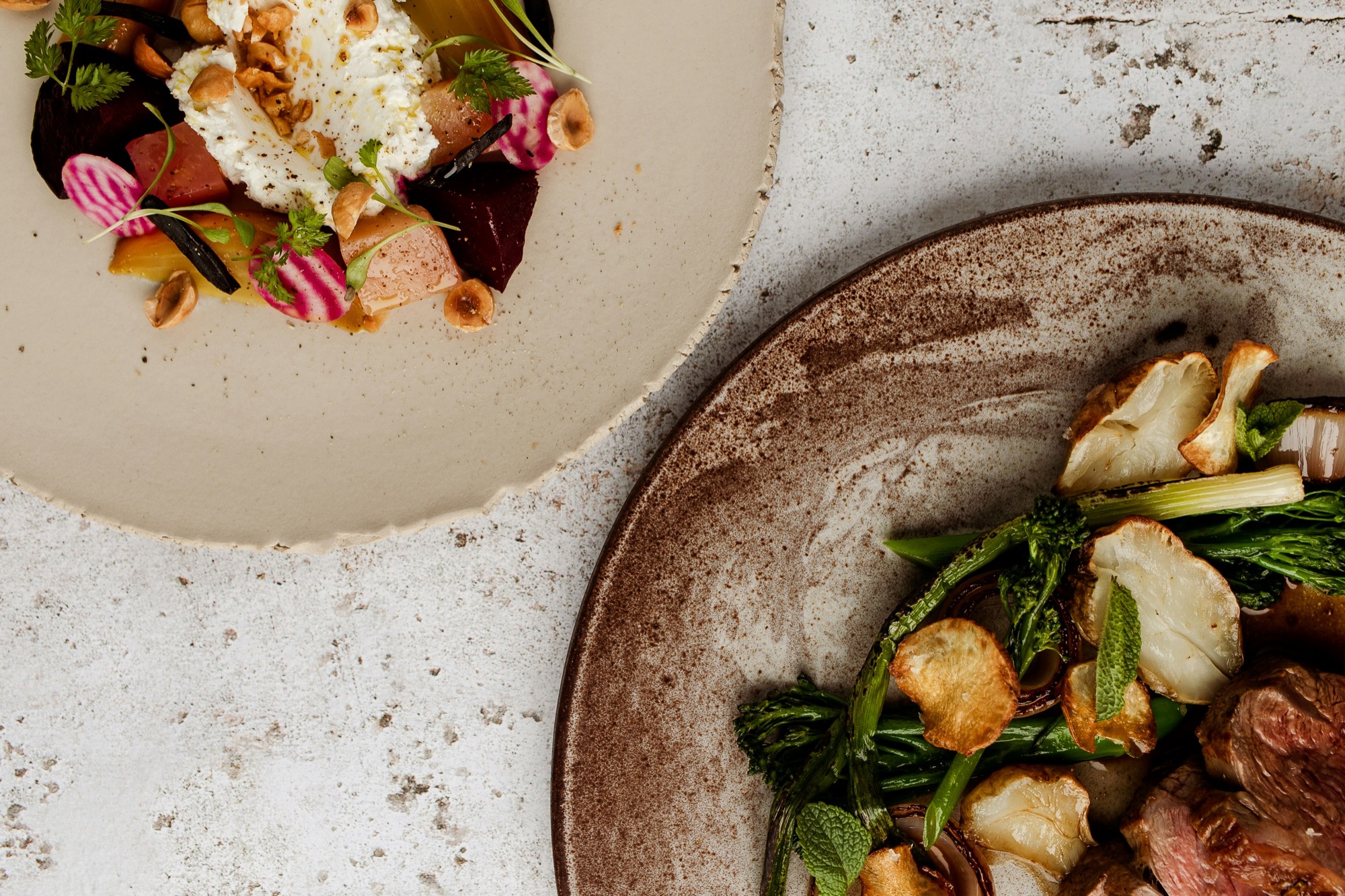 An artfully plated dish on a ceramic plate